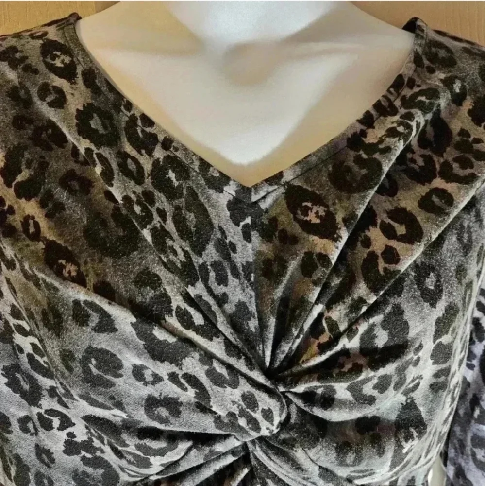 Catherine's Leopard-print Twist Knot Shirt Plus Size 2X